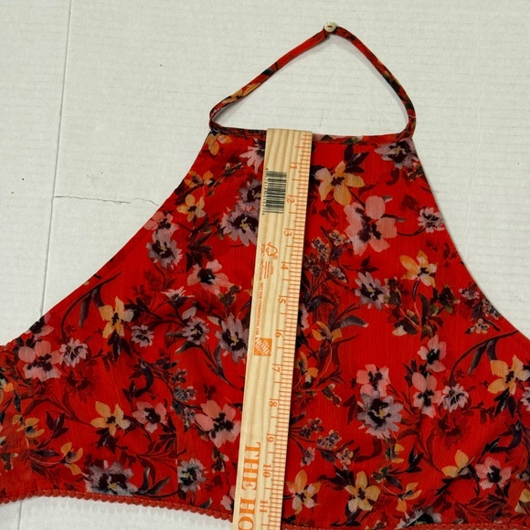 House of Harlow X Revolve size S halter Tie Back Top Red Floral Festival - Picture 11 of 11